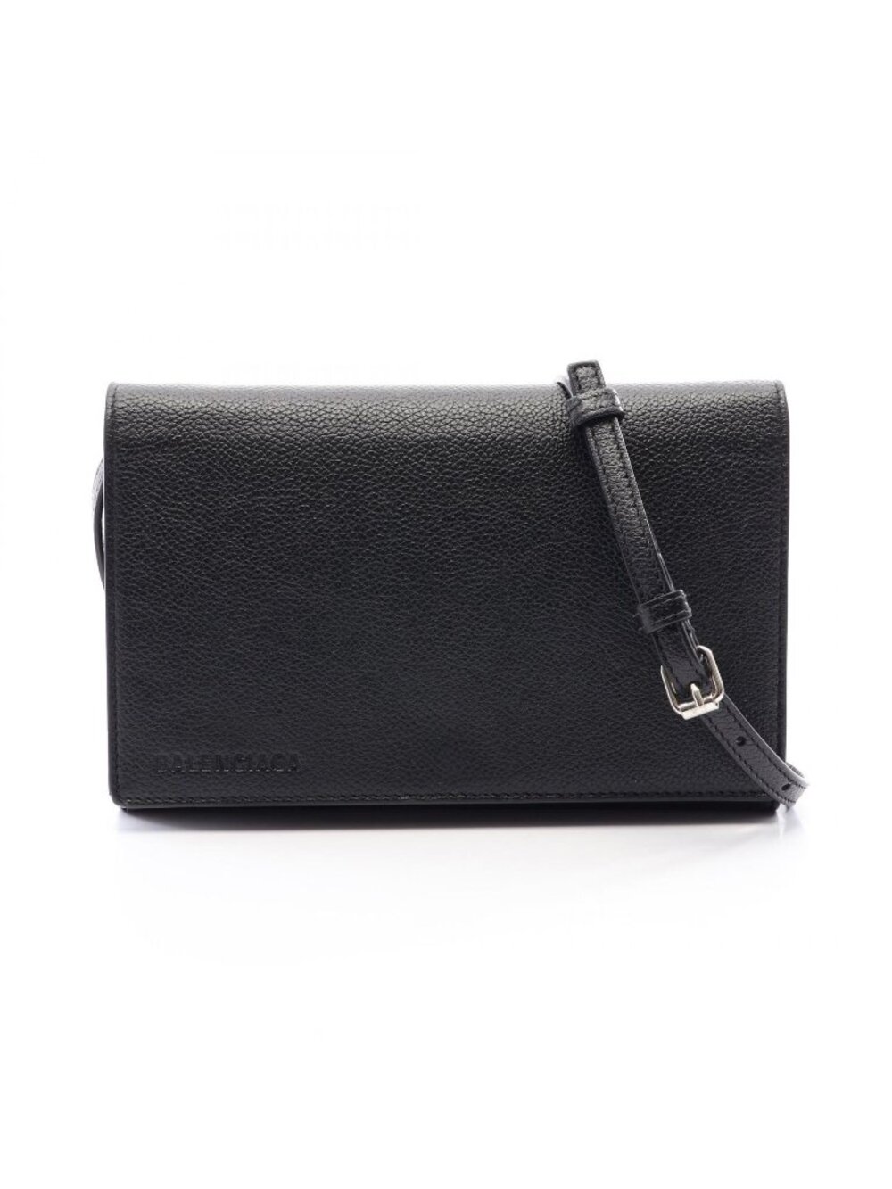 Balenciaga Shoulder Bag Logo Black Leather